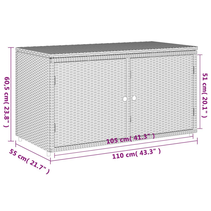 Garden Storage Cabinet Grey 110x55x60.5 cm Poly Rattan Payday Deals