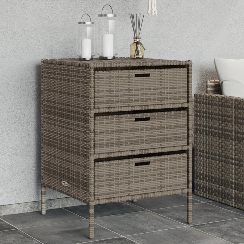 Garden Storage Cabinet Grey 55x59x80 cm Poly Rattan Payday Deals