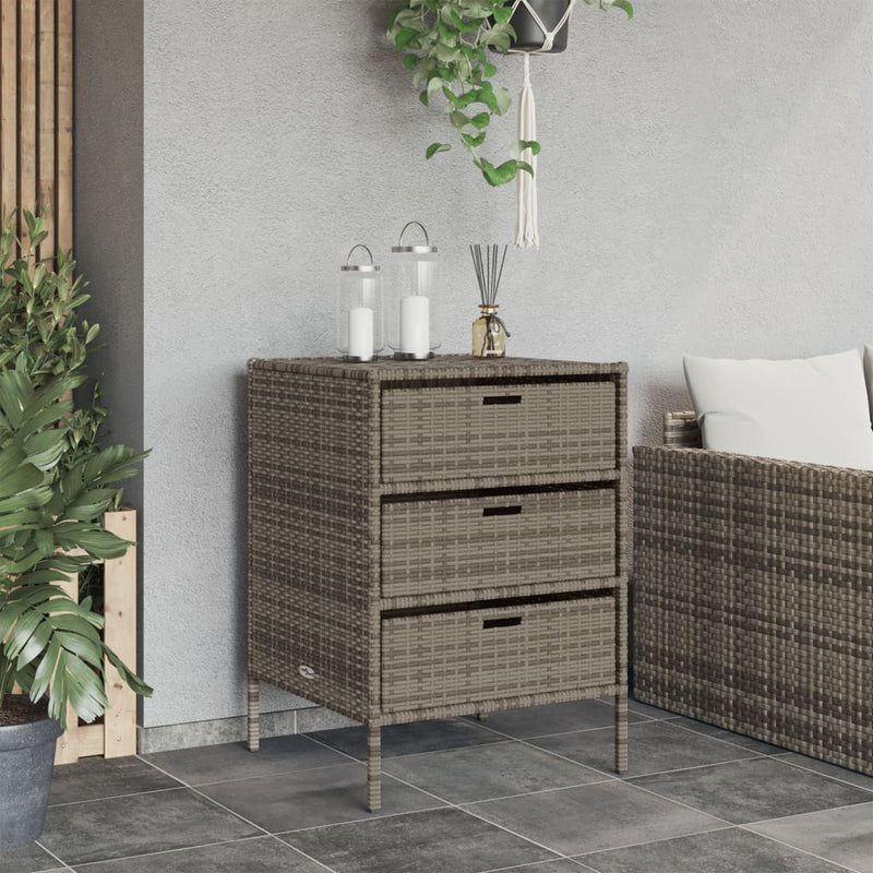 Garden Storage Cabinet Grey 55x59x80 cm Poly Rattan Payday Deals