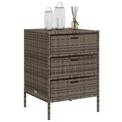 Garden Storage Cabinet Grey 55x59x80 cm Poly Rattan Payday Deals