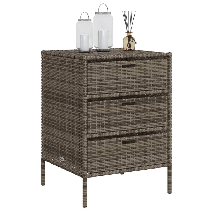 Garden Storage Cabinet Grey 55x59x80 cm Poly Rattan Payday Deals