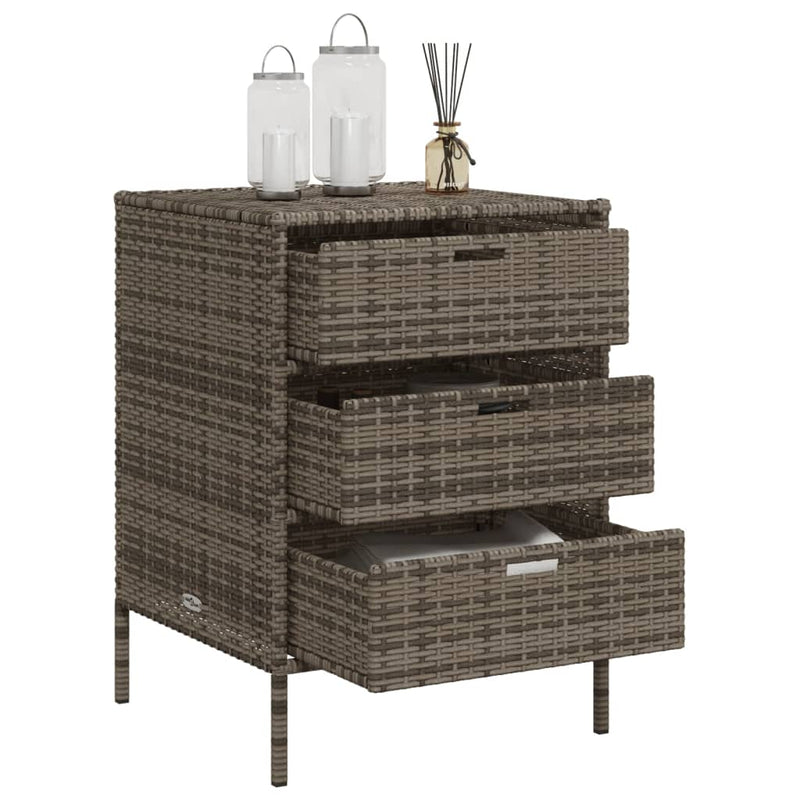Garden Storage Cabinet Grey 55x59x80 cm Poly Rattan Payday Deals