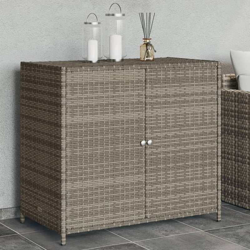 Garden Storage Cabinet Grey 83x45x76 cm Poly Rattan Payday Deals