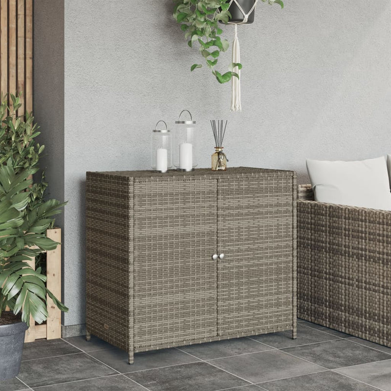 Garden Storage Cabinet Grey 83x45x76 cm Poly Rattan Payday Deals