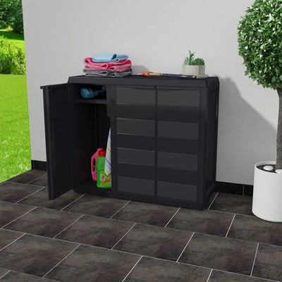 Garden Storage Cabinet with 2 Shelves Black Payday Deals