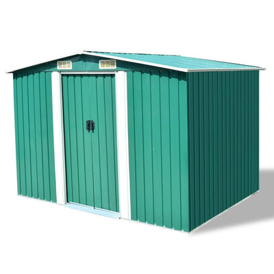 Garden Storage Shed Green Metal 257x205x178 cm Payday Deals