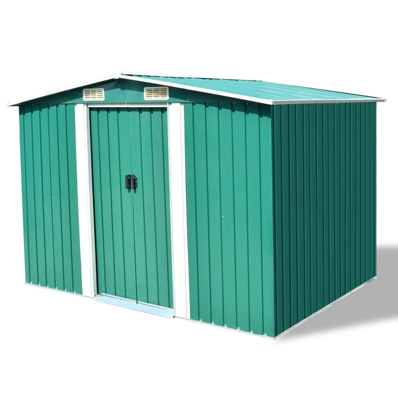 Garden Storage Shed Green Metal 257x205x178 cm Payday Deals