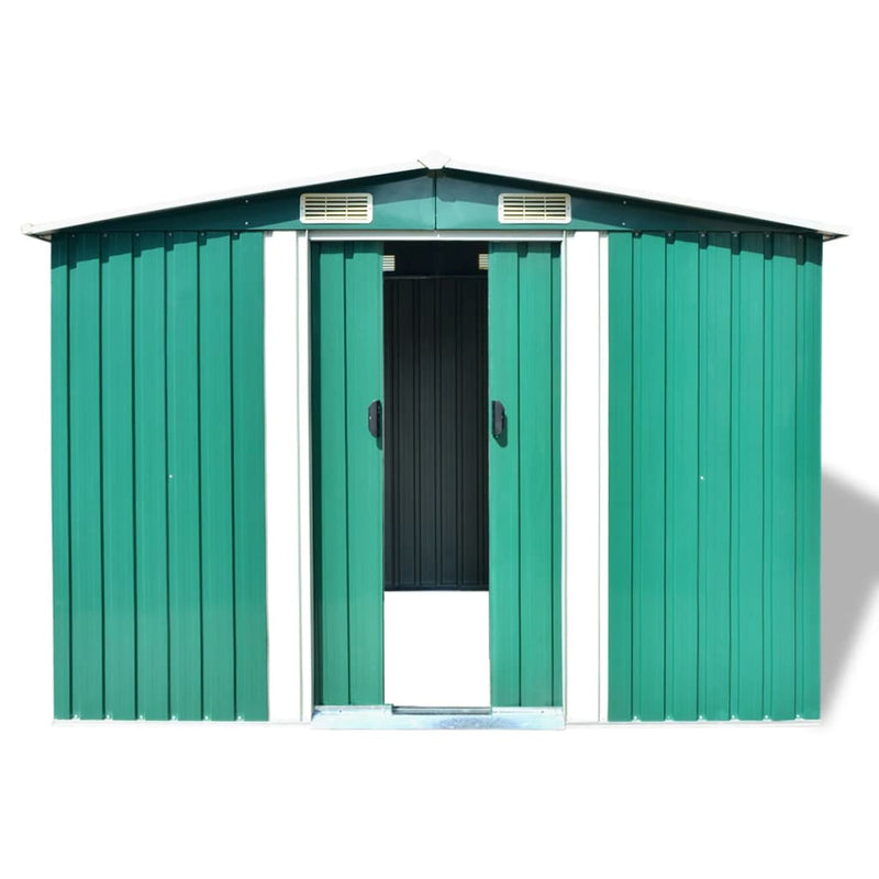 Garden Storage Shed Green Metal 257x205x178 cm Payday Deals