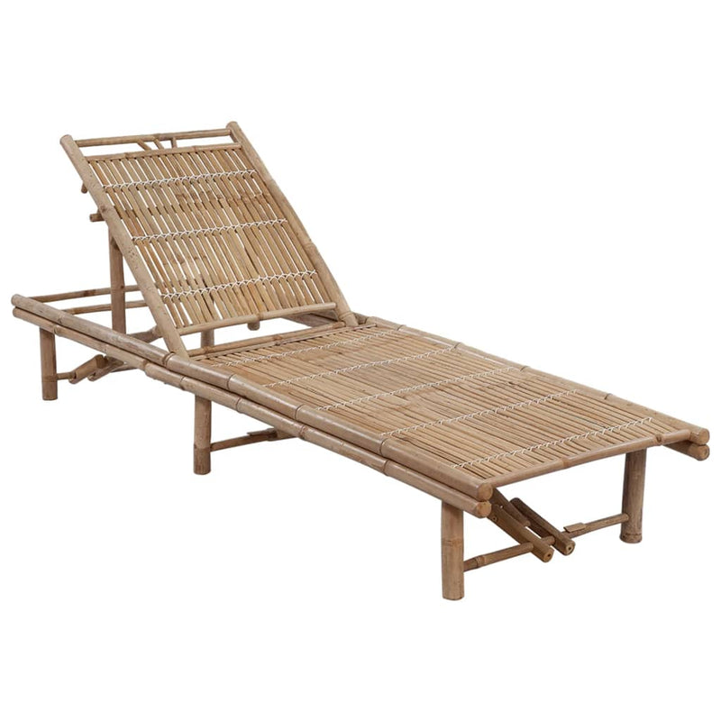 Garden Sun Lounger with Cushion Bamboo Payday Deals