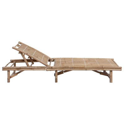 Garden Sun Lounger with Cushion Bamboo Payday Deals