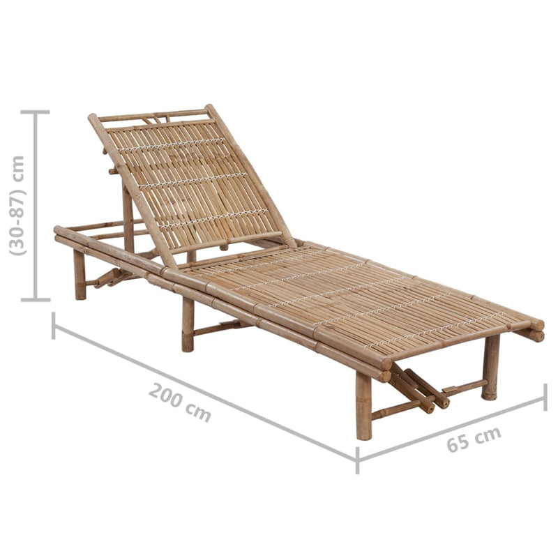 Garden Sun Lounger with Cushion Bamboo Payday Deals