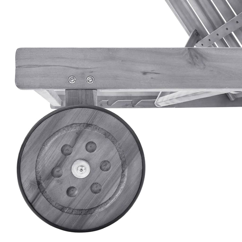 Garden Sun Lounger with Cushion Grey Solid Acacia Wood Payday Deals