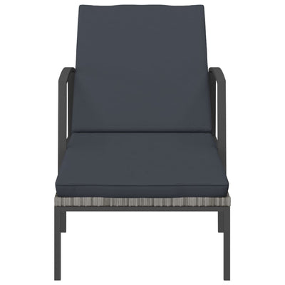Garden Sun Lounger with Cushion Poly Rattan Grey Payday Deals