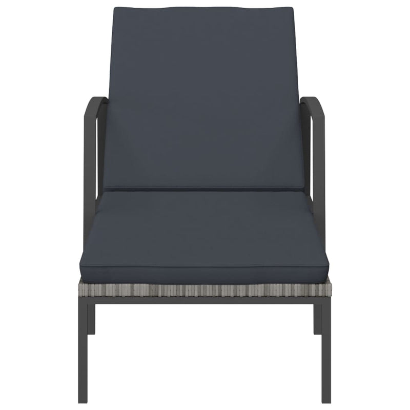 Garden Sun Lounger with Cushion Poly Rattan Grey Payday Deals