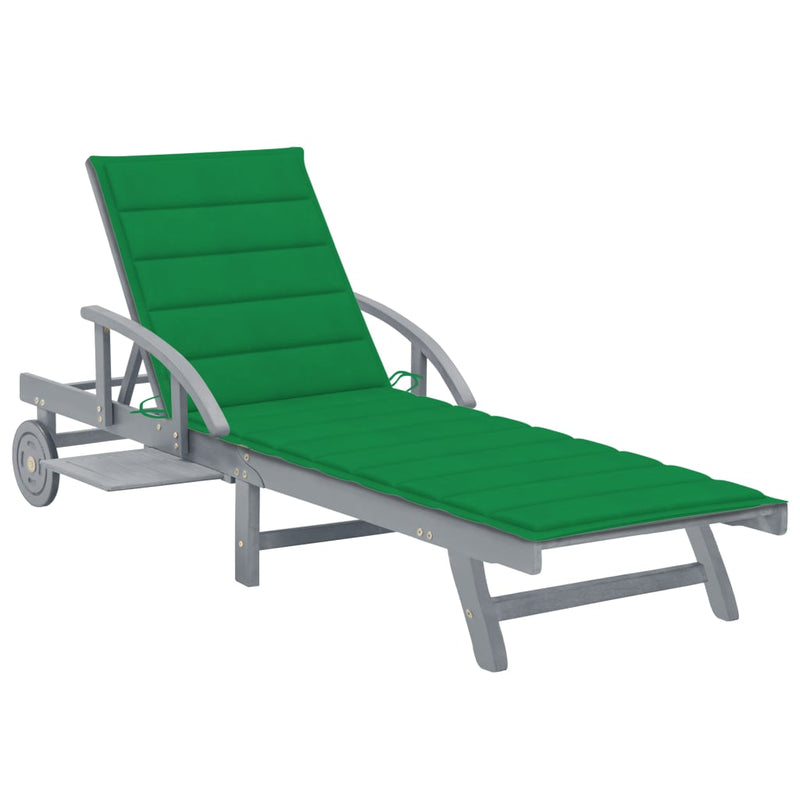 Garden Sun Lounger with Cushion Solid Acacia Wood Payday Deals