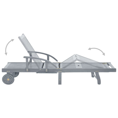 Garden Sun Lounger with Cushion Solid Acacia Wood Payday Deals