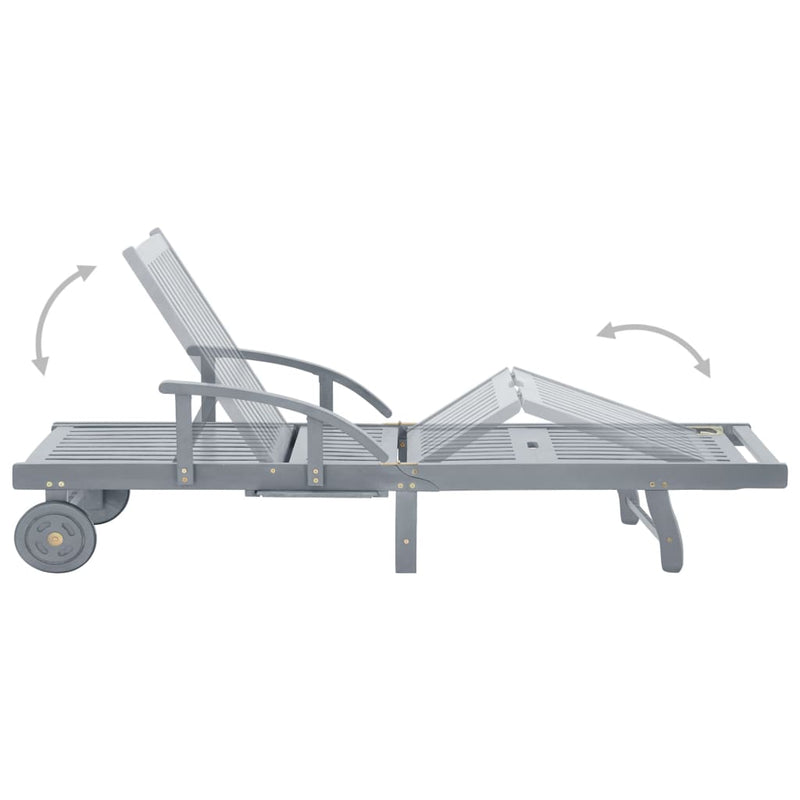 Garden Sun Lounger with Cushion Solid Acacia Wood Payday Deals