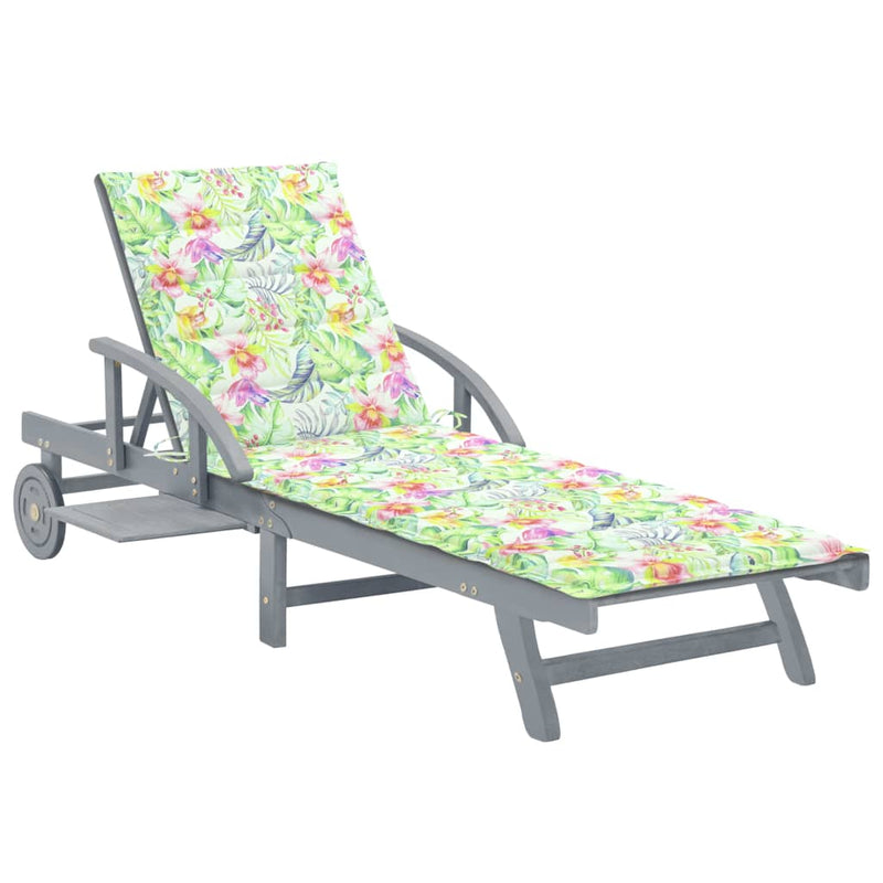Garden Sun Lounger with Cushion Solid Acacia Wood Payday Deals