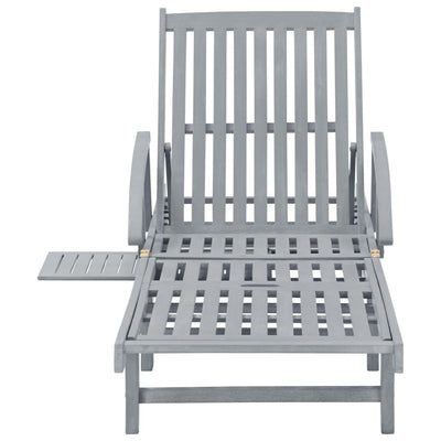 Garden Sun Lounger with Cushion Solid Acacia Wood Payday Deals