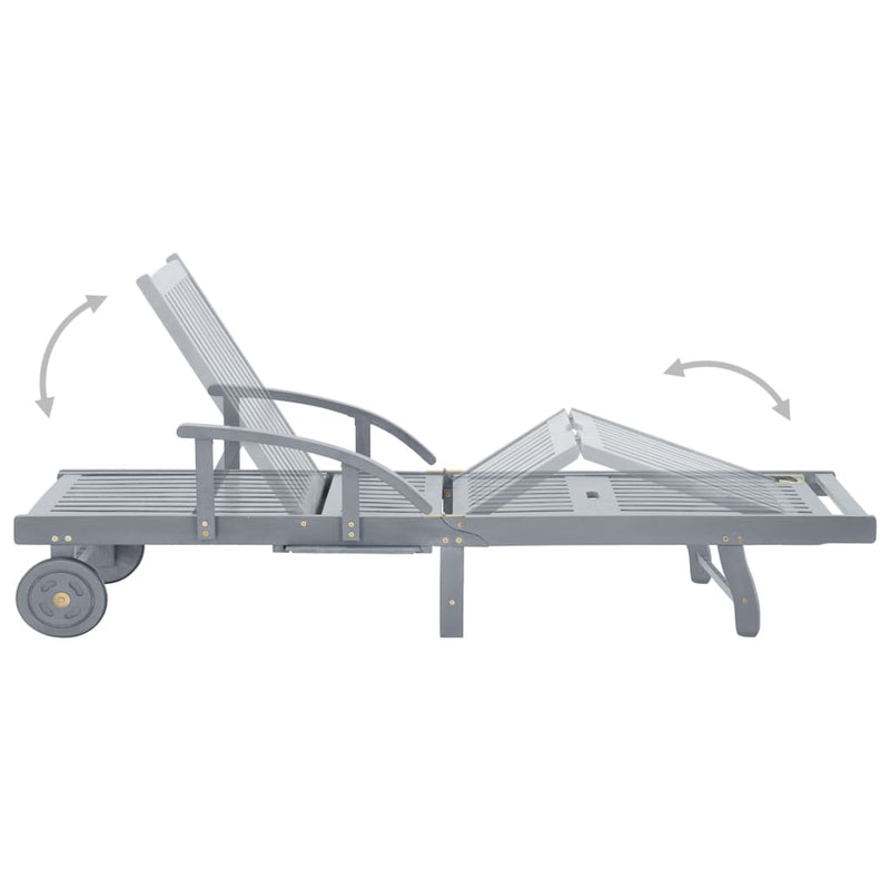 Garden Sun Lounger with Cushion Solid Acacia Wood Payday Deals