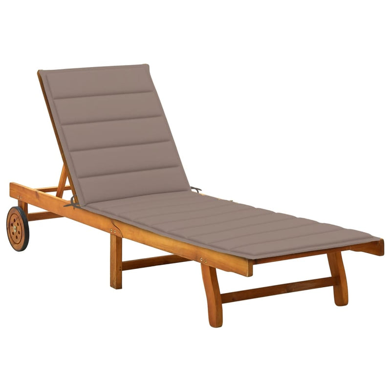 Garden Sun Lounger with Cushion Solid Acacia Wood Payday Deals