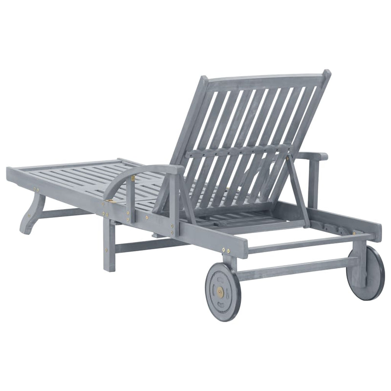 Garden Sun Lounger with Cushion Solid Acacia Wood Payday Deals