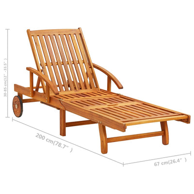 Garden Sun Lounger with Table and Cushion Solid Wood Acacia Payday Deals
