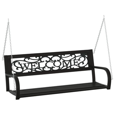 Garden Swing Bench 125 cm Steel and Plastic Black Payday Deals