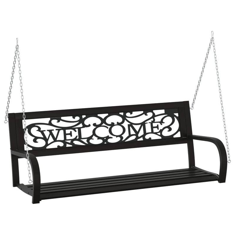 Garden Swing Bench 125 cm Steel and Plastic Black Payday Deals