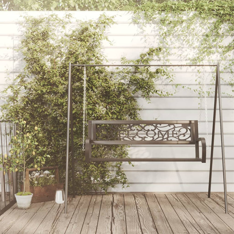Garden Swing Bench 125 cm Steel and Plastic Black Payday Deals