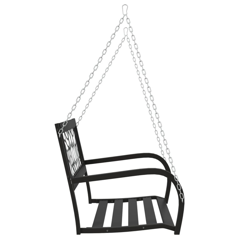 Garden Swing Bench 125 cm Steel and Plastic Black Payday Deals