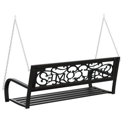 Garden Swing Bench 125 cm Steel and Plastic Black Payday Deals