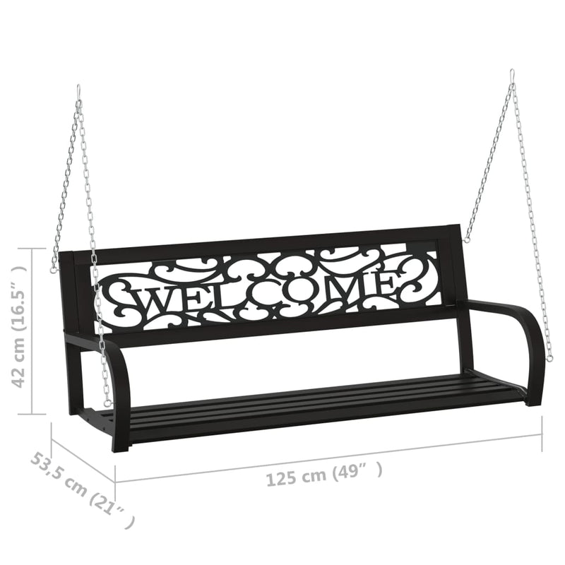 Garden Swing Bench 125 cm Steel and Plastic Black Payday Deals
