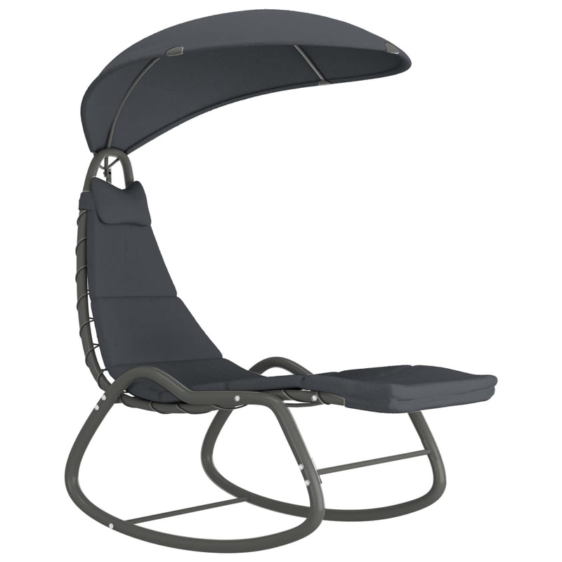 Garden Swing Chair Grey 160x80x195 cm Fabric Payday Deals