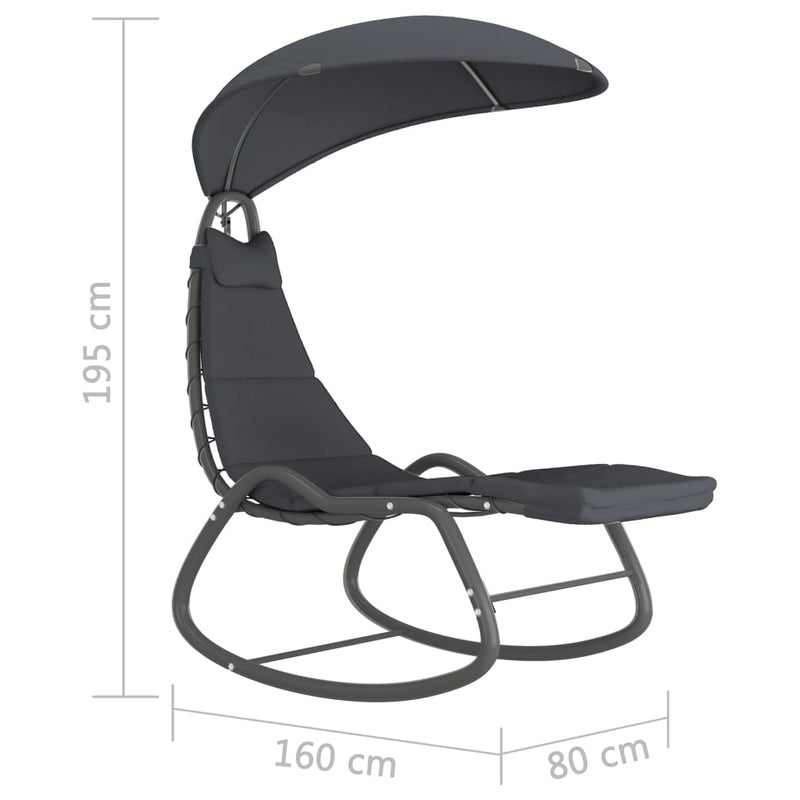 Garden Swing Chair Grey 160x80x195 cm Fabric Payday Deals