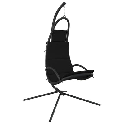 Garden Swing Chair with Cushion Black Oxford Fabric and Steel Payday Deals
