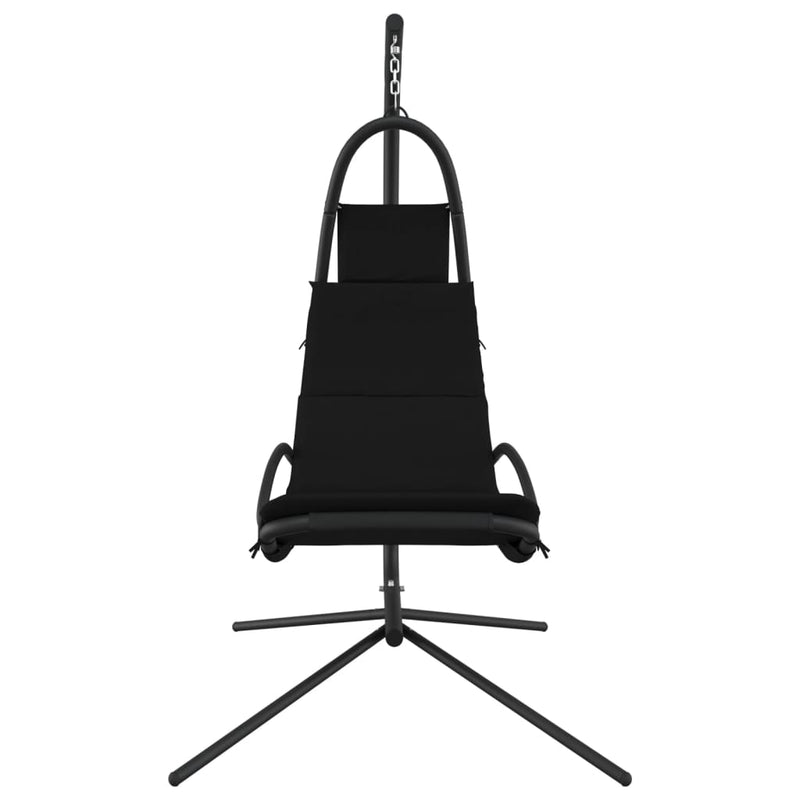 Garden Swing Chair with Cushion Black Oxford Fabric and Steel Payday Deals