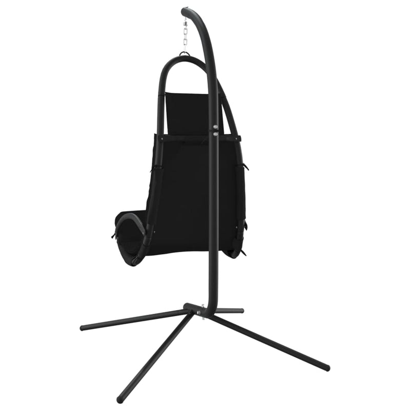 Garden Swing Chair with Cushion Black Oxford Fabric and Steel Payday Deals