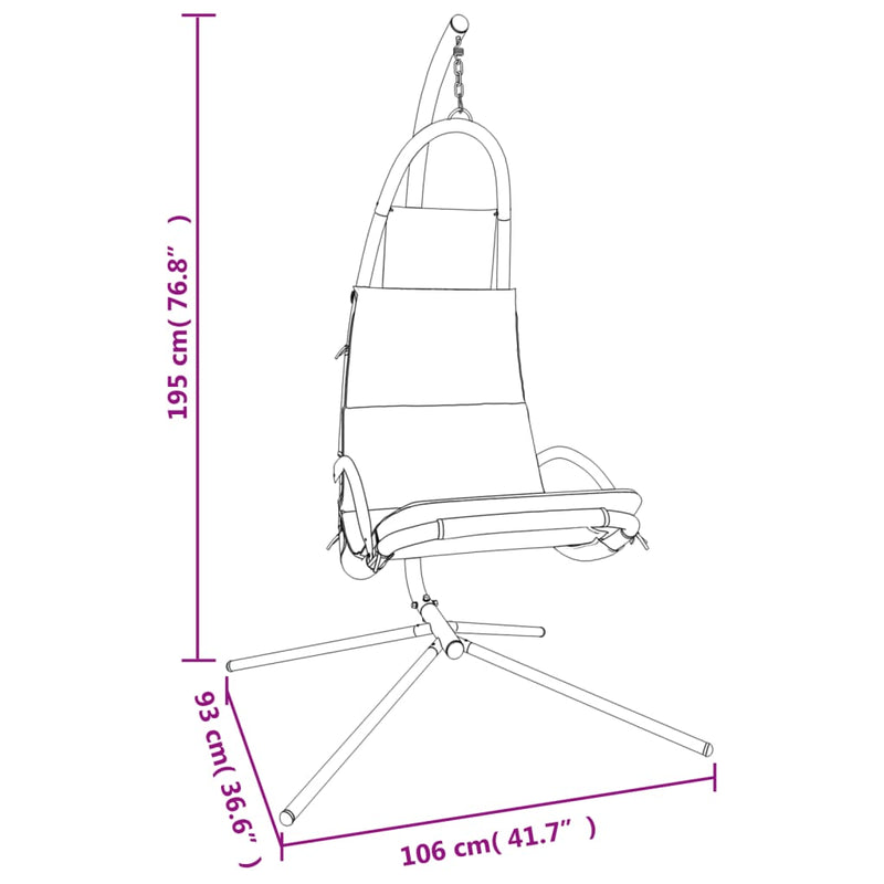 Garden Swing Chair with Cushion Black Oxford Fabric and Steel Payday Deals