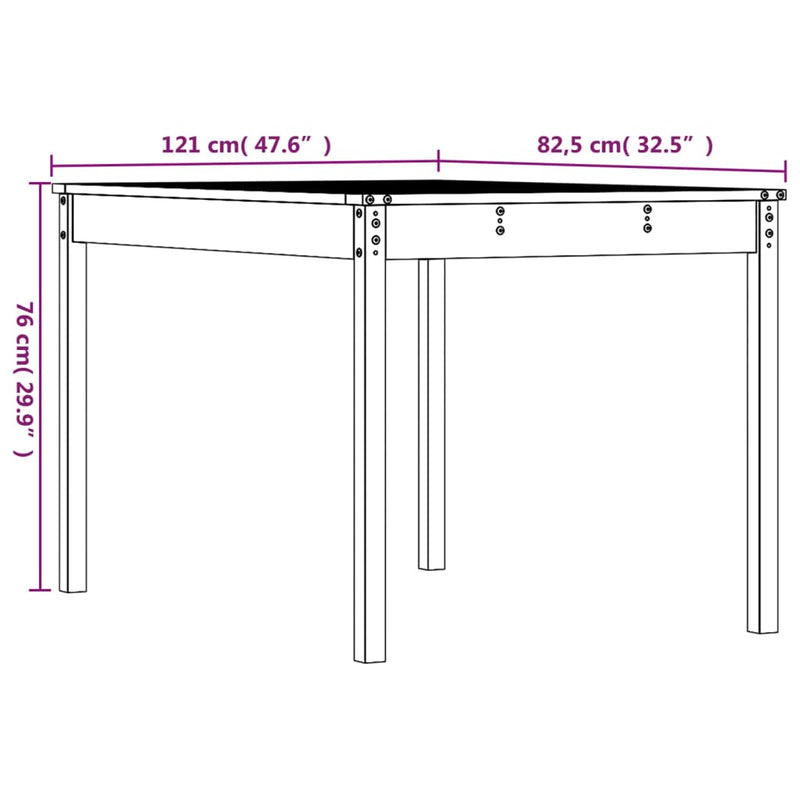 Garden Table 121x82.5x76 cm Solid Wood Pine Payday Deals