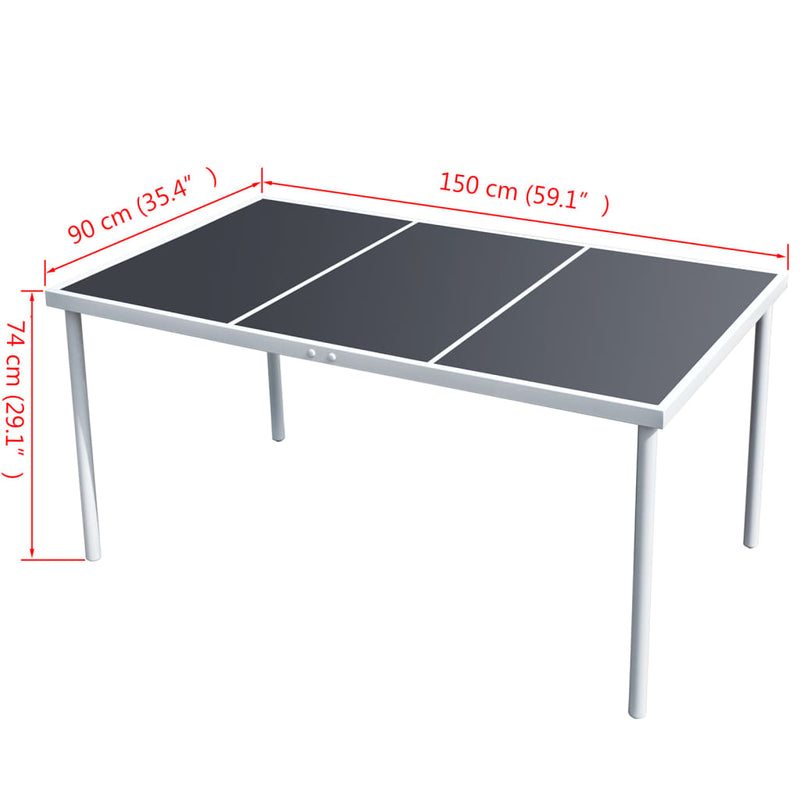 Garden Table 150x90x74 cm Black Steel Payday Deals