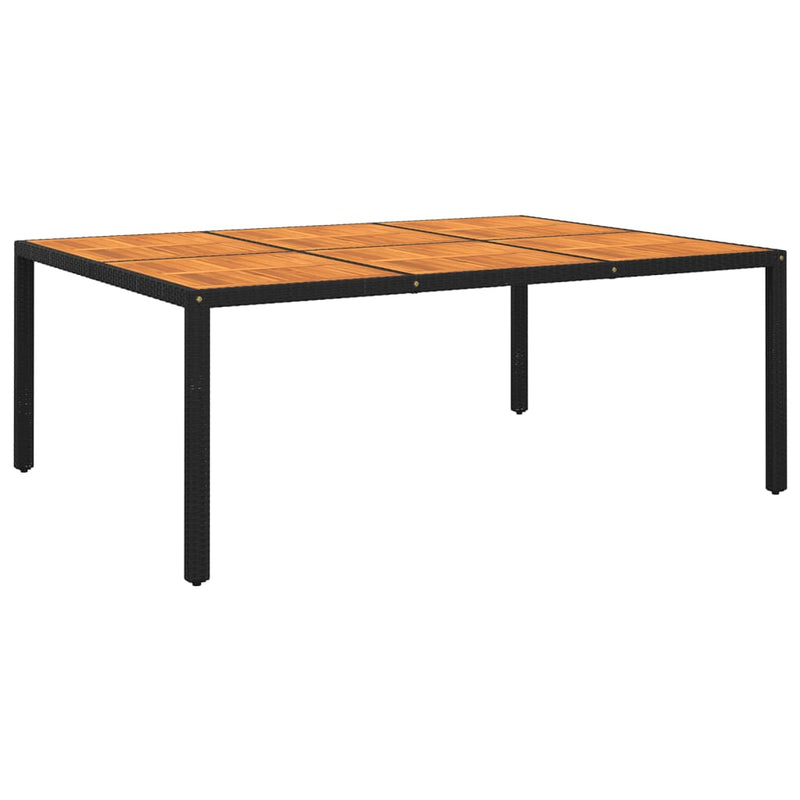 Garden Table 200x150x75 cm Acacia Wood and Poly Rattan Black Payday Deals