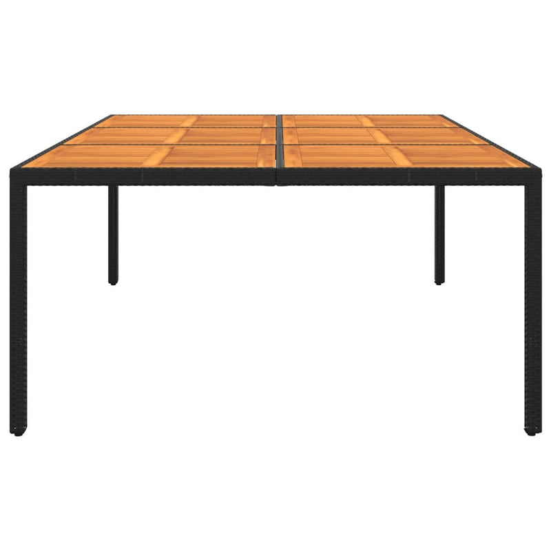 Garden Table 200x150x75 cm Acacia Wood and Poly Rattan Black Payday Deals