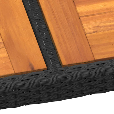 Garden Table 200x150x75 cm Acacia Wood and Poly Rattan Black Payday Deals