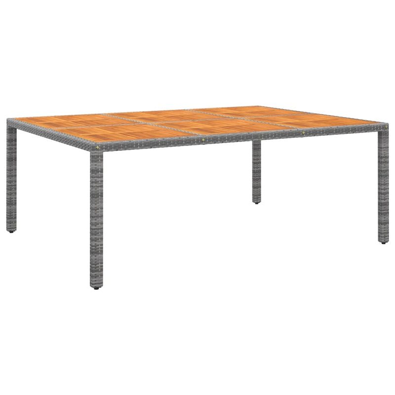 Garden Table 200x150x75 cm Acacia Wood and Poly Rattan Grey Payday Deals