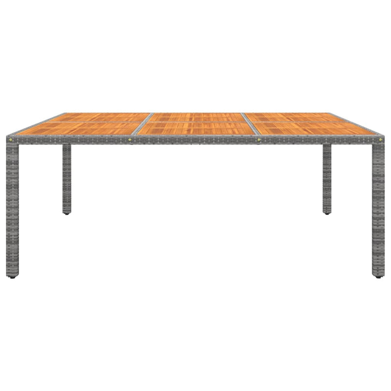 Garden Table 200x150x75 cm Acacia Wood and Poly Rattan Grey Payday Deals