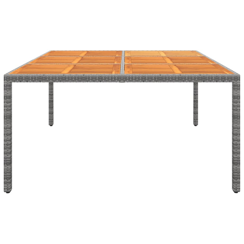 Garden Table 200x150x75 cm Acacia Wood and Poly Rattan Grey Payday Deals