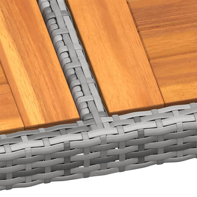 Garden Table 200x150x75 cm Acacia Wood and Poly Rattan Grey Payday Deals