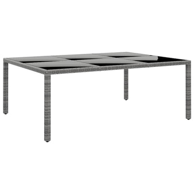 Garden Table 200x150x75 cm Tempered Glass and Poly Rattan Grey Payday Deals