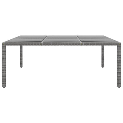 Garden Table 200x150x75 cm Tempered Glass and Poly Rattan Grey Payday Deals